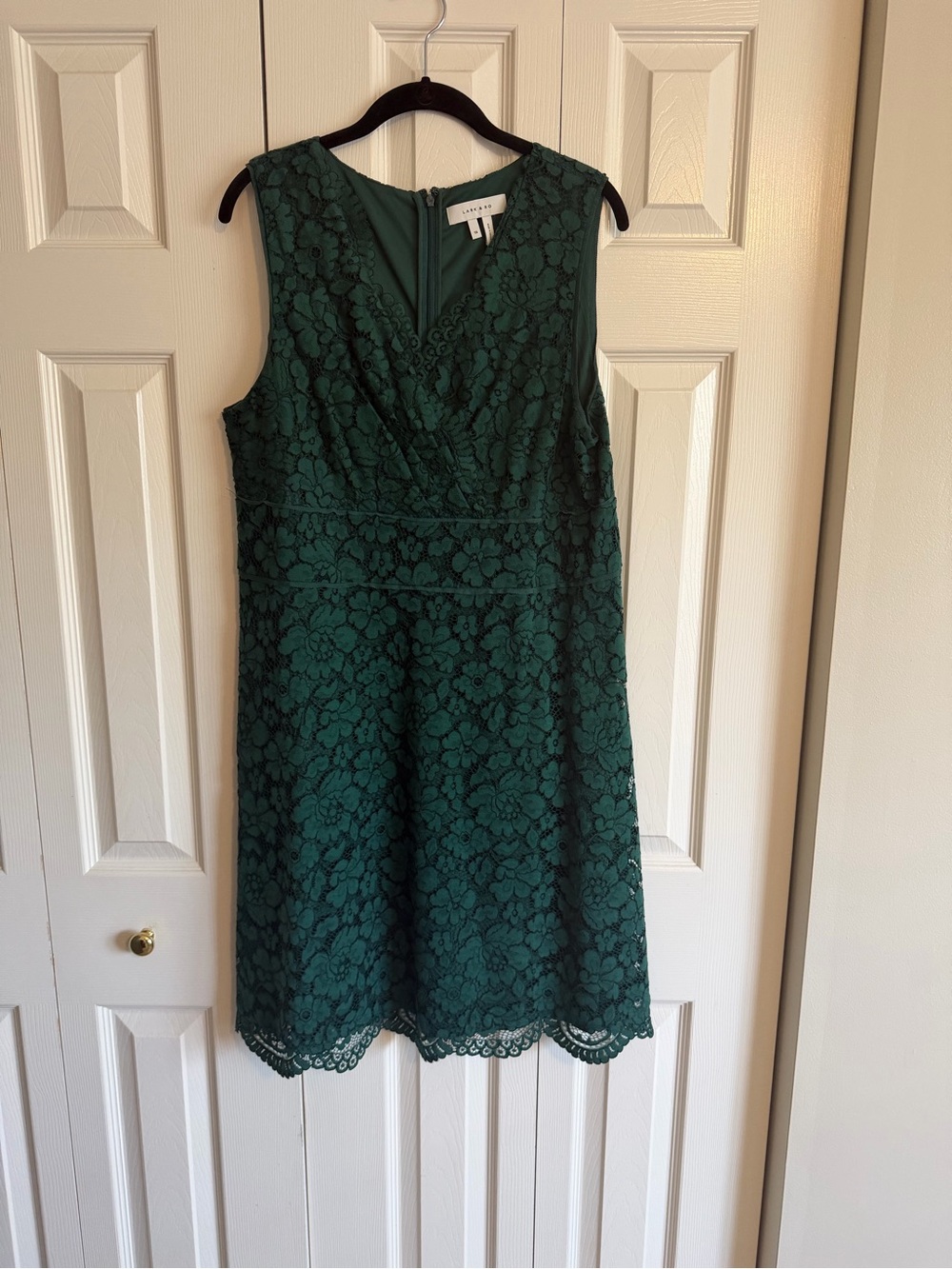 Lark & Ro Dark Green Sleeveless Lace Midi Dress